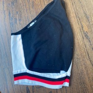 one shoulder black slit party top